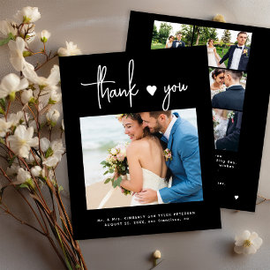 Papier Budget multi photo moderne noir mariage merci