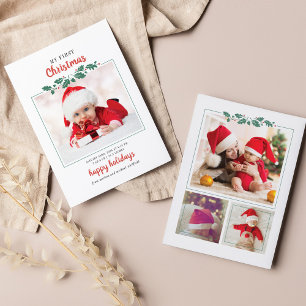 Papier Budget My First Christmas Baby Photo Holiday Card
