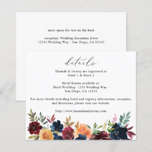 Papier Budget Navy Blue, Bourgogne & Pêche Détails Florau