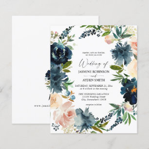 Papier Budget Navy, Dusty Blue & Pink Floral 2 Mariage
