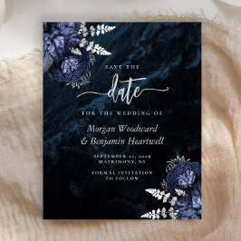 Papier Budget Navy Silver Floral Wedding Save the Date