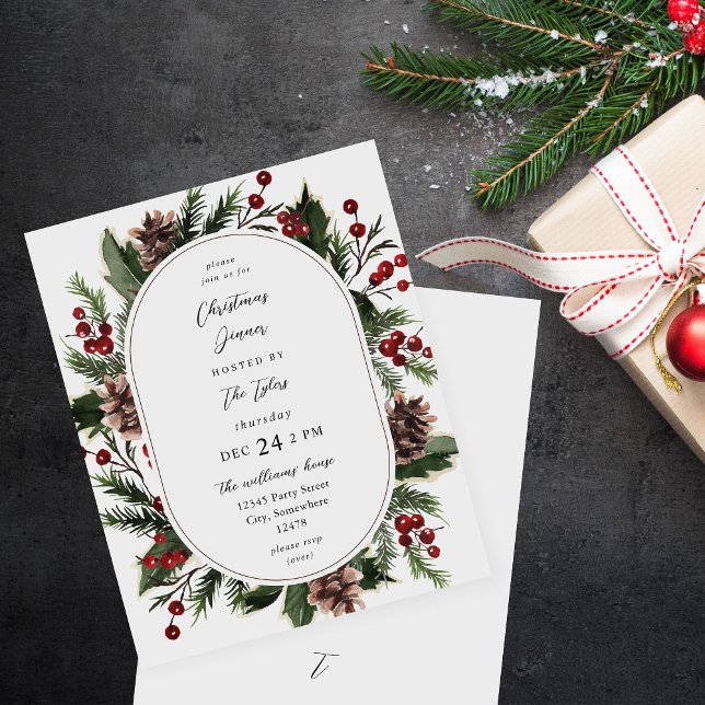 Papier Budget Noël Berries & Pine Dîner ou fête (Créateur téléchargé)