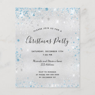 Papier Budget Noël fête argent parties scintillant invita
