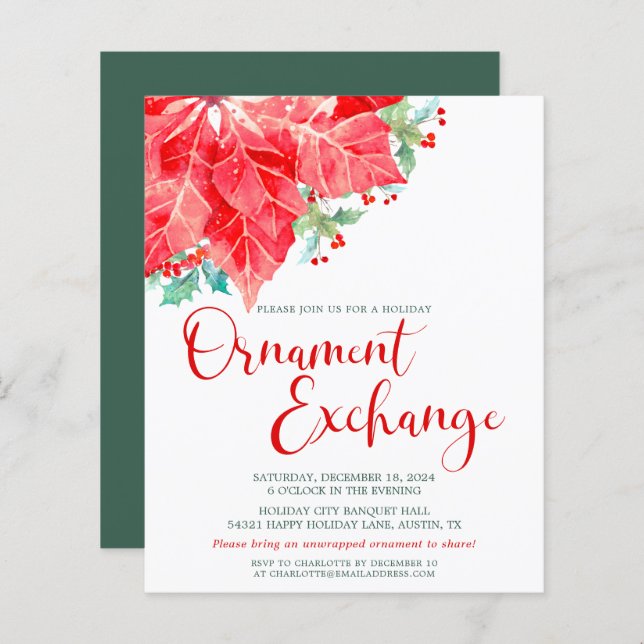 Papier Budget Noël Fête de l'échange d'ornement (Devant / Derrière)