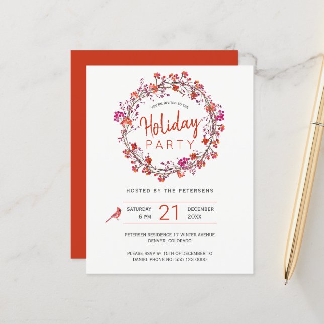 Papier Budget Noël fête d'hiver Invitation (Devant/Arrière en situation)