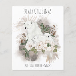 Papier Budget Noël Nom de famille White Polar Bear Card