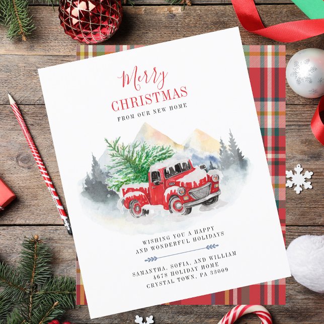 Papier Budget Noël Nouvelle maison Faire-part de déménage (Christmas Holidays Palm Tree Boho Moving Announcement)