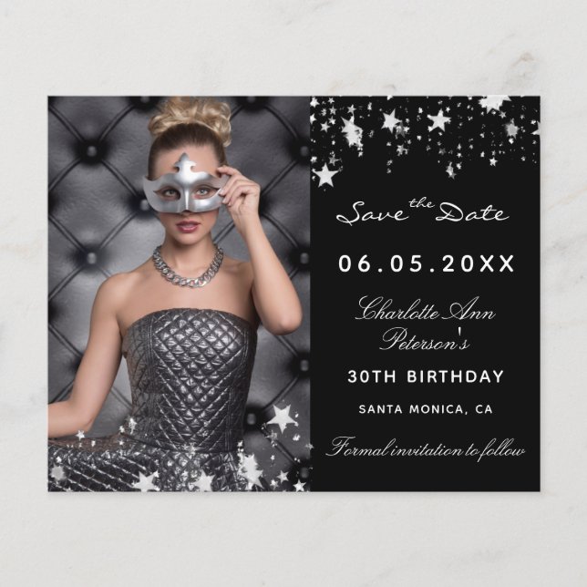 Papier Budget noir argent photo anniversaire Enregistrer  (Devant)
