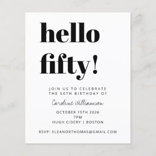 Papier Budget noir blanc moderne Invitation fête d'annive