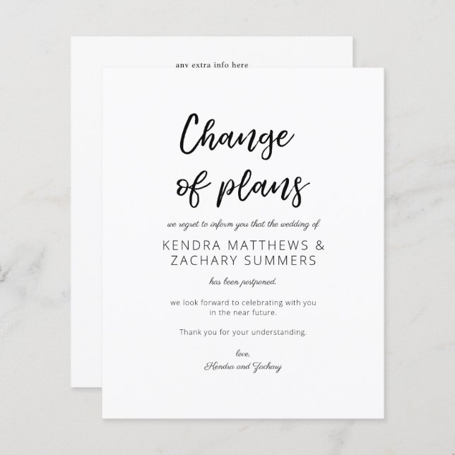 Papier Budget noir et blanc Changement de plan (Devant / Derrière)