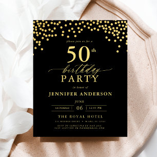 Papier Budget Noir Et Or Script Cinquante-Anniversaire