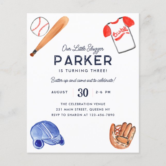 Papier Budget Notre Petite Bat Bat Baseball Slugger Anniv (Devant)