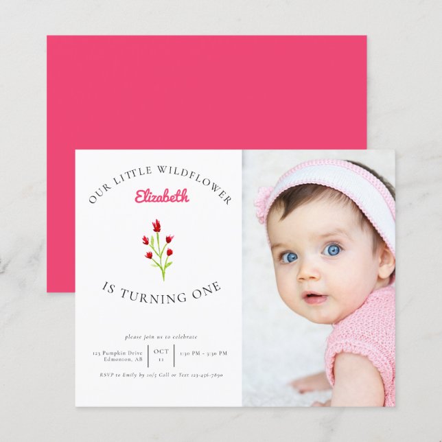 Papier Budget Notre petite fleur sauvage 1er anniversaire (Devant / Derrière)