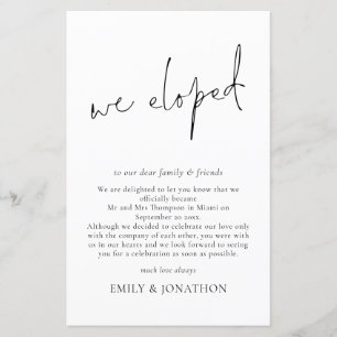 Papier Budget Nous Avons Elopé Script Elopement Faire-par