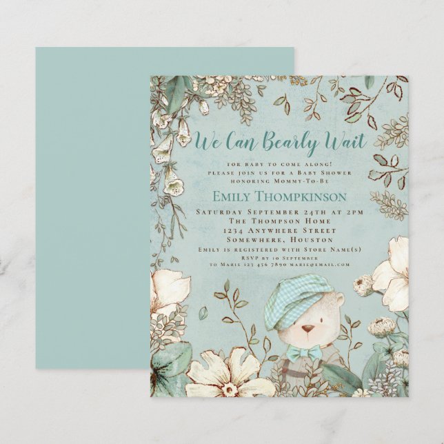 Papier Budget Nous pouvons attendre l'Invitation Baby sho (Devant / Derrière)