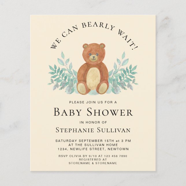 Papier Budget Nous Pouvons Attendre L'Invitation Du Baby  (Devant)