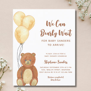 Papier Budget Nous pouvons attendre l'ours Baby shower In
