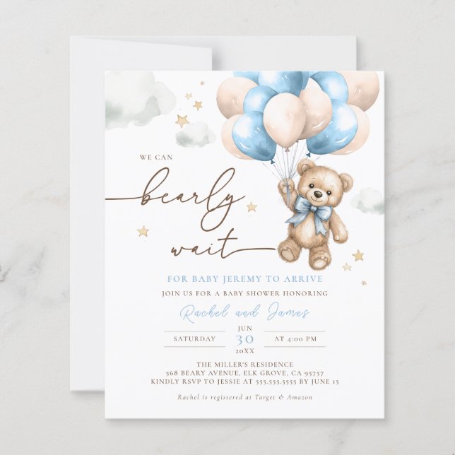 Papier Budget Nous pouvons attendre l'ours Baby shower In (Devant)