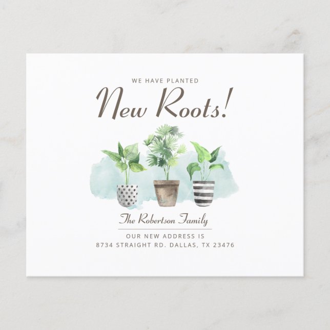 Papier Budget Nouveau Faire-part d'aquarelle Plantes (Devant)