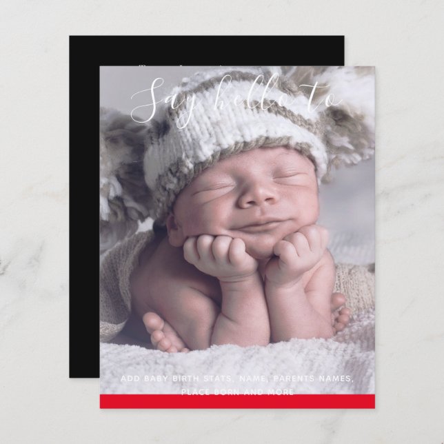 Papier BUDGET Nouveau Faire-part photo bébé personnalisé (Devant / Derrière)