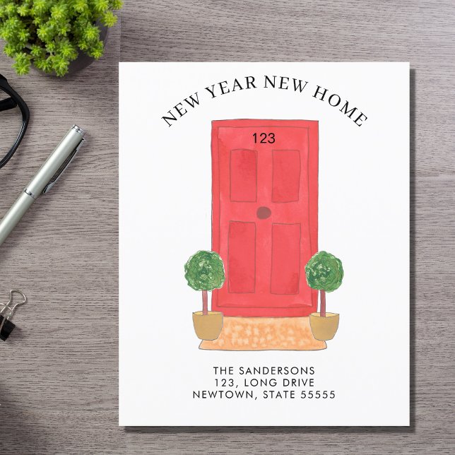 Papier Budget Nouvel An Nouveau Accueil Porte rouge Démén (Créateur téléchargé)