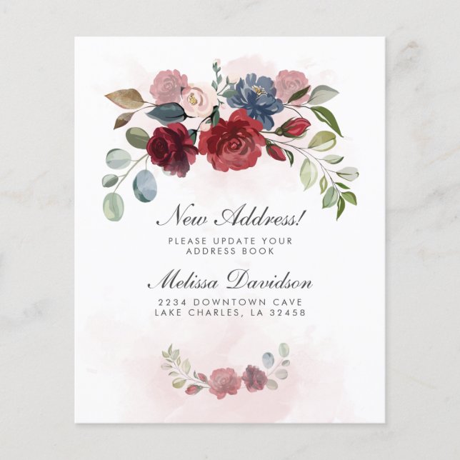 Papier Budget Nouvelle adresse Floral Moving Faire-part (Devant)