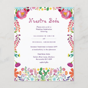 Papier BUDGET Nuestra Boda Fleurs Mariage Invitation