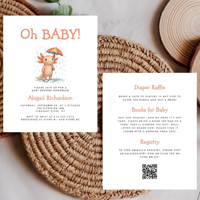 Papier Budget Oh Baby Cute Axolotl QR Code Baby Shower (Créateur téléchargé)