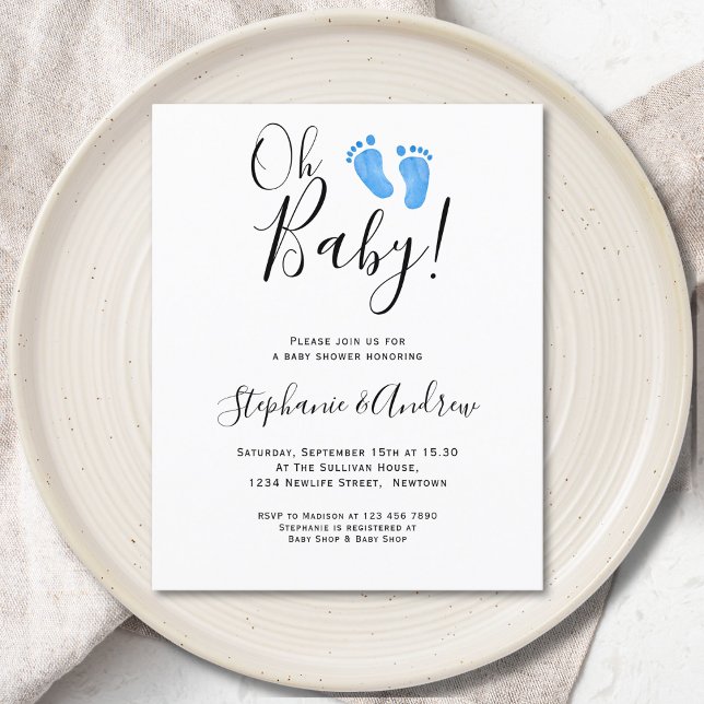 Papier Budget Oh Baby Feet Couples Baby shower Invitation (Créateur téléchargé)