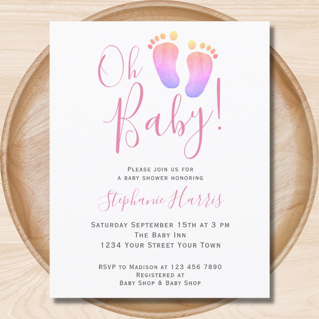 Papier Budget Oh Baby Girl's Baby shower Invitation (Créateur téléchargé)