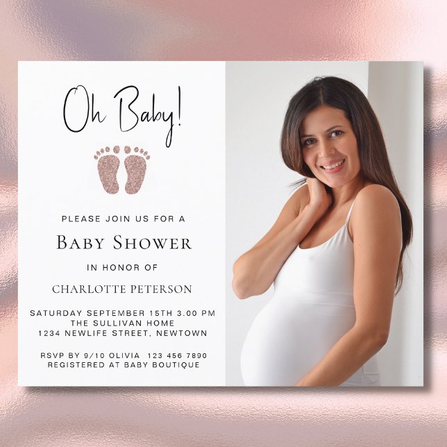 Papier Budget Oh Baby Girls Baby shower Invitation (Créateur téléchargé)