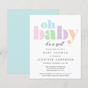 Papier Budget Oh Baby Pastel Baby shower Invitation
