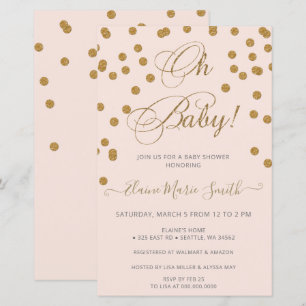 Papier Budget Oh Baby Pink Gold Baby shower Invitation