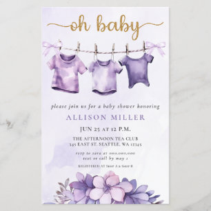 Papier Budget Oh Baby Purple Clothesline Baby shower