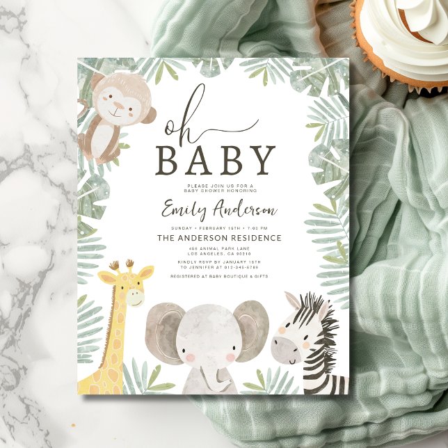 Papier Budget Oh Baby Safari Baby shower animal garçon (Créateur téléchargé)