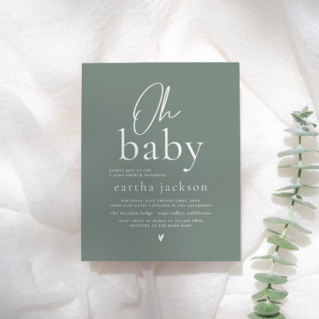 Papier Budget Oh Baby Script Sage Green Boho Baby shower (Créateur téléchargé)