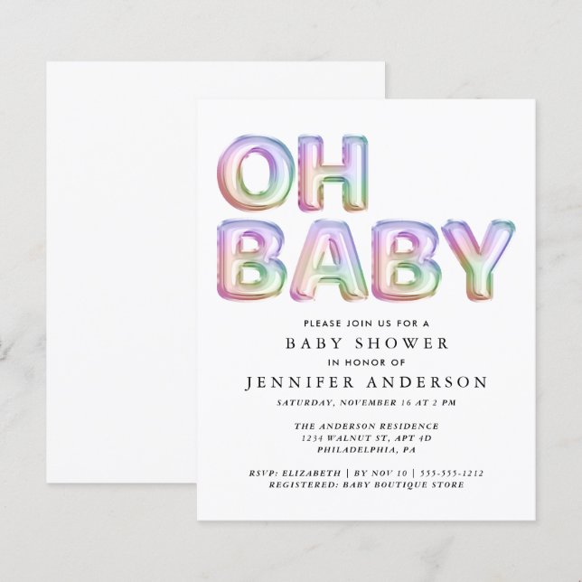 Papier Budget Oh Baby shower Invitation (Devant / Derrière)