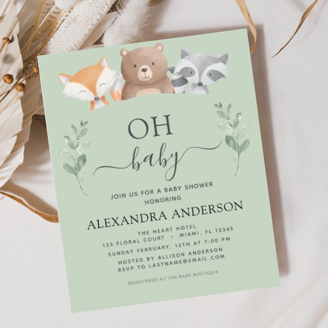 Papier Budget Oh Baby shower Woodland Invitations (Créateur téléchargé)