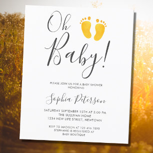 Papier Budget Oh Baby Yellow Feet Baby shower Invitation