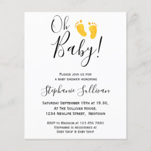 Papier Budget Oh Baby Yellow Feet Baby shower Invitation