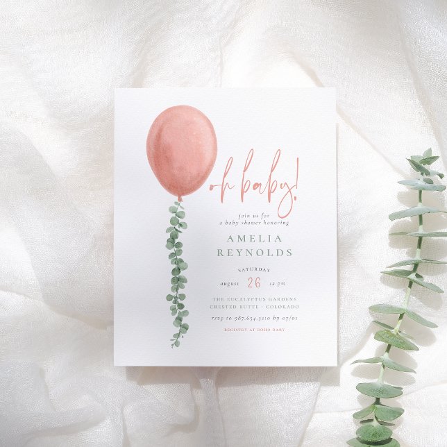 Papier Budget Oh Bébé Eucalyptus Balloon Bébé Fille Douch (Créateur téléchargé)