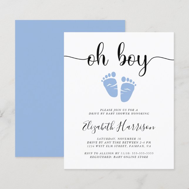 Papier Budget Oh Boy Blue Drive Par Baby shower Invitatio (Devant / Derrière)