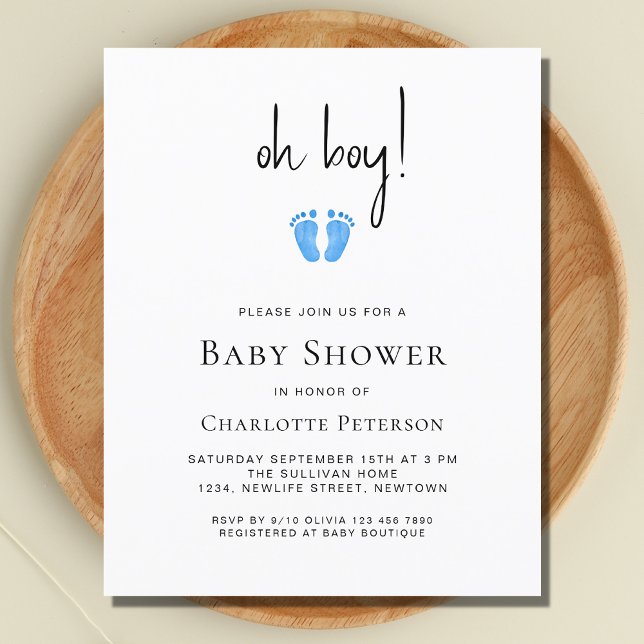 Papier Budget Oh Boy Boy's Baby shower Invitation (Créateur téléchargé)