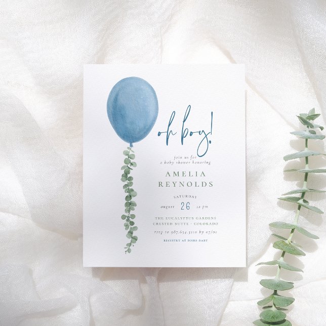 Papier Budget Oh Boy Eucalyptus Balloon Baby shower (Créateur téléchargé)