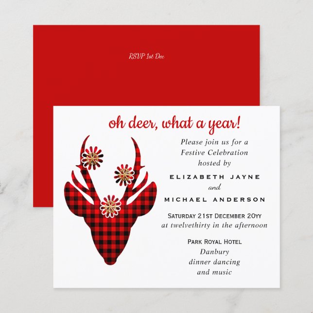 Papier Budget Oh DEER quel an 2020 Invitation de Noël (Devant / Derrière)