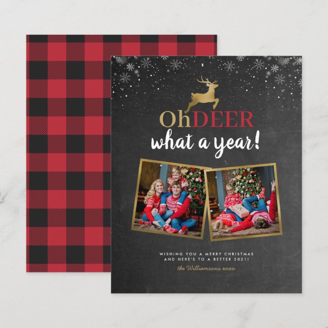 Papier Budget Oh Deer Tartan Chalkboard 2 Fête Photo (Devant / Derrière)