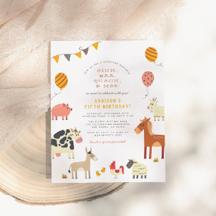 Papier Budget Oink Baa Quack Animaux de ferme Anniversair