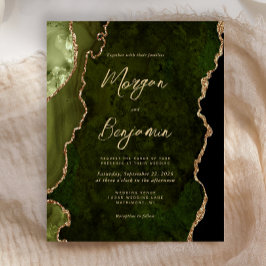 Papier Budget Olive Green Gold Agate Mariage Invitation