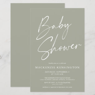 Papier Budget Olive Sage Green Baby shower de script simp