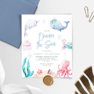 Papier Budget ONE der The Sea 1er Birthday Invitation